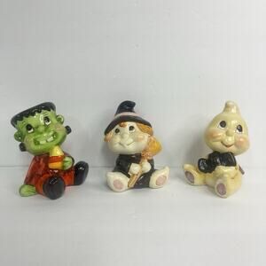 kitschy halloween witch baby frankenstein ghost ceramic whimsical htf